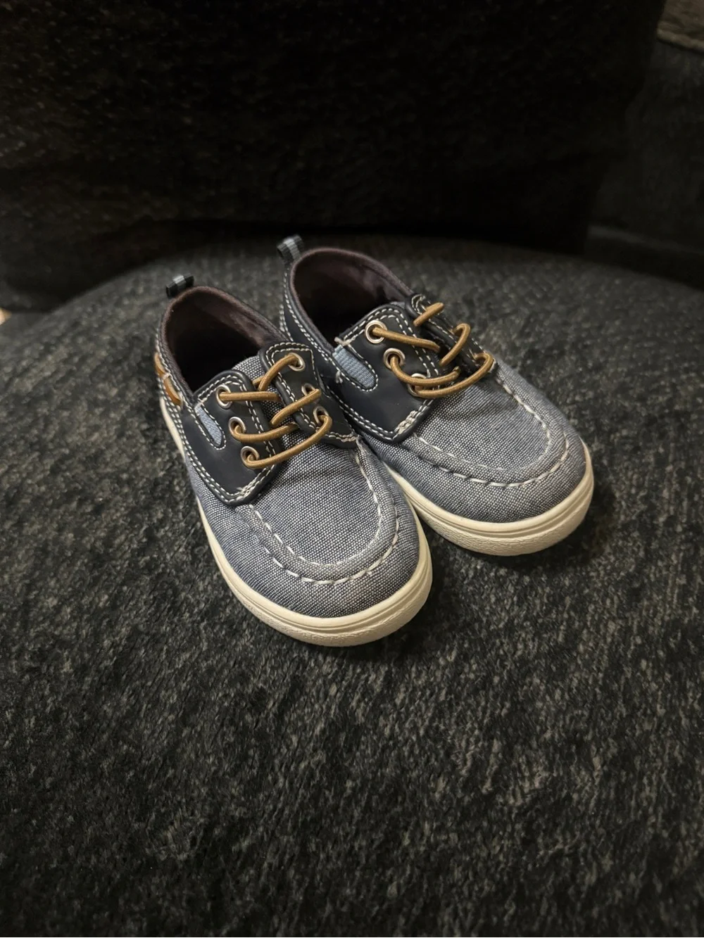 The Children's Place Boys Navy and Tan Slip-On Boat Shoes